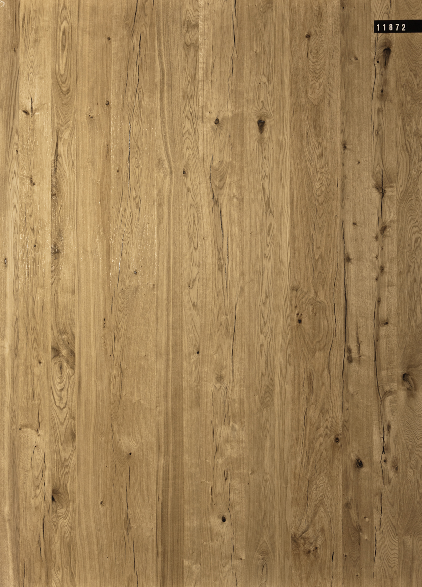 Edelspan | Span P2 | furniert Selection | Eiche europäisch Crack astig | A+/A | ungeschliffen Platte Nr. 11872
