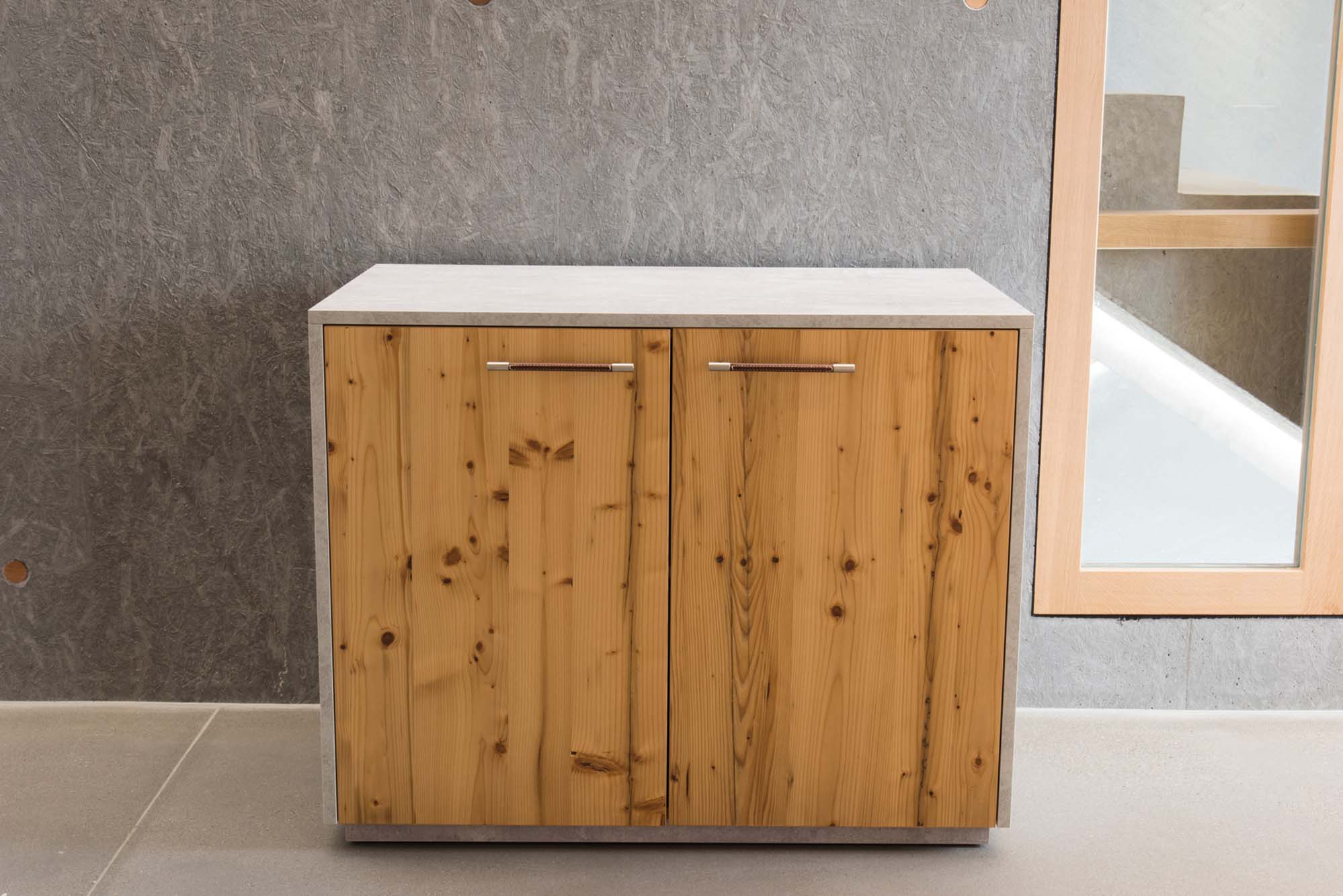 Möbel Edelspan Highboard mit Echtholz-Furnier-Türen